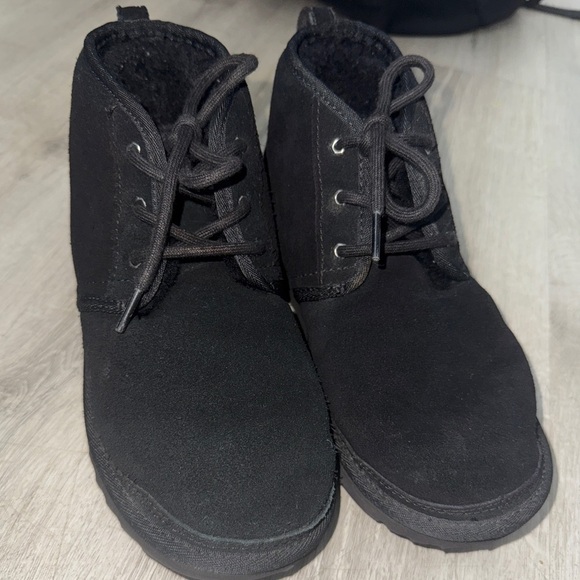 UGG Black Suede Lace-Up Neumel Boots - Picture 1 of 4